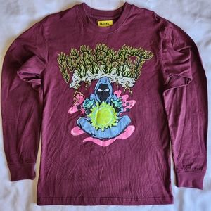 Chinatown Market Smiley Evil Alchemist Burgundy XS Long Sleeve Graphic T-Shirt T